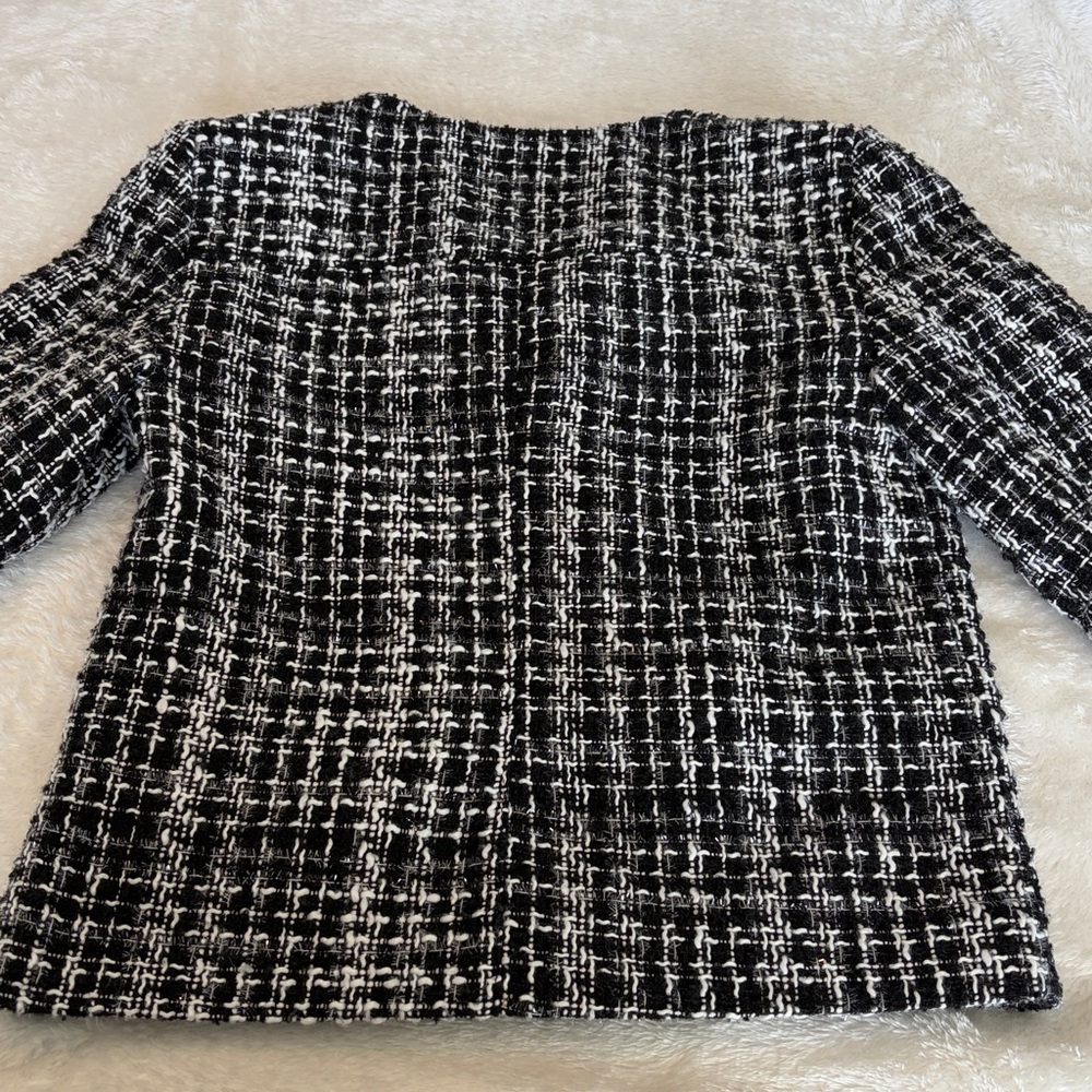 Vera Wang Black and White Tweed Blazer | Size XS - Picture 9 of 10